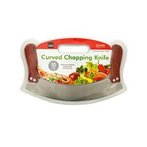 pizza rocker knife - rocking cutting - veggie dicer - use both hands - away from the blade. safer for the kids - curved chopping knife chops leafy vegetables and all kinds of veggies