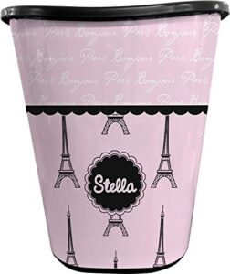 rnk shops paris & eiffel tower waste basket - single sided (black) (personalized)