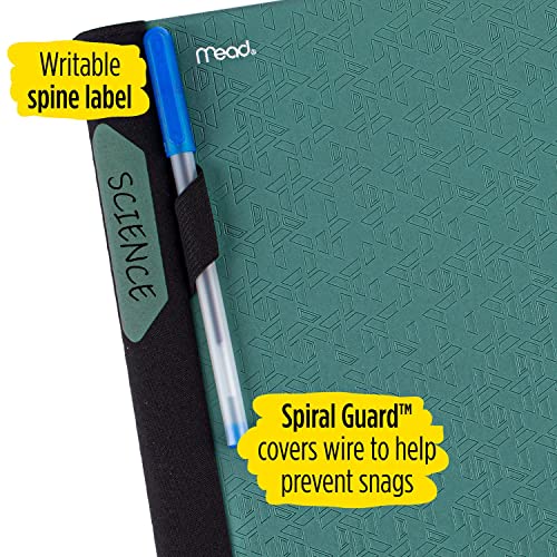 Five Star Advance Spiral Notebook + Study App, 3 Subject, College Ruled Paper, 11" x 8-1/2", 150 Sheets, With Spiral Guard and Movable Dividers, Seaglass Green, 1 Count (73136)