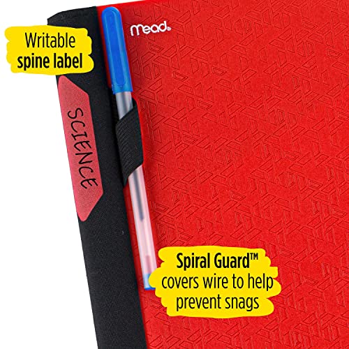 Five Star Advance Spiral Notebook Plus Study App, 3 Subject, College Ruled Paper, 11" x 8-1/2", 150 Sheets, With Spiral Guard and Movable Dividers, Fire Red, 1 Count (73134)