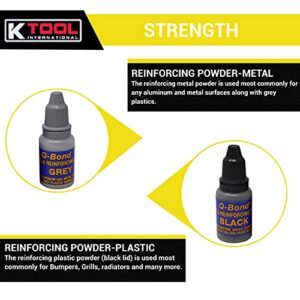 K Tool International 90003 Q Bond Ultra Strong Adhesive Kit for Garages, Repair Shops and, DIY, Hard Plastics/PVC/Metals, (2) Adhesive Bottles, (1) Plastic and (1) Metal Reinforcing Powders, 10 Pack