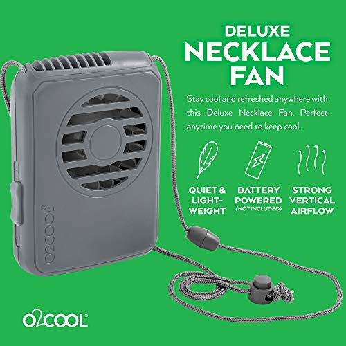 O2COOL Deluxe Personal Necklace Fan | Hands- Free, Battery Operated Wearable Mini Cooling Device for Beach, Sporting Events, Camping (2 Pack Random Colors)