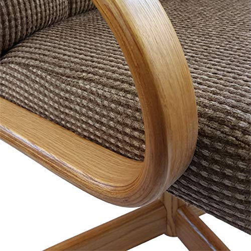 Caster Chair Company Casual Rolling Caster Dining Chair with Swivel Tilt in Honey Oak Wood with Caramel Fabric Seat and Back (1 Chair)