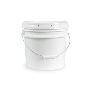 3.5 gallon white bucket & lid - set of 5 - durable 90 mil all purpose pail - food grade - contains no bpa plastic (3.5 gal. w/lids - 5pk)