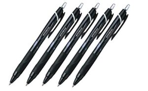 uni-ball jetstream extra fine point retractable roller ball pens,-rubber grip type -0.7mm-black ink-value set of 5