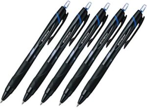 uni-ball jetstream extra fine point retractable roller ballpointpens,-rubber grip type -0.7mm-blue ink-value set of 5