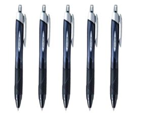 uni-ball jetstream extra fine & ultra micro point retractable roller ball pens -rubber grip type -0.38mm -black ink - set of 5