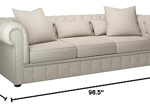 Homelegance Savonburg 99" Fabric Chesterfield Sofa, Light Gray