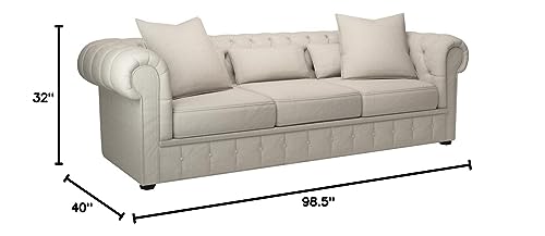 Homelegance Savonburg 99" Fabric Chesterfield Sofa, Light Gray