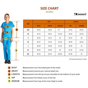 Medical Uniform Women's Scrubs Set Stretch Contrast Pocket Ceil Blue M