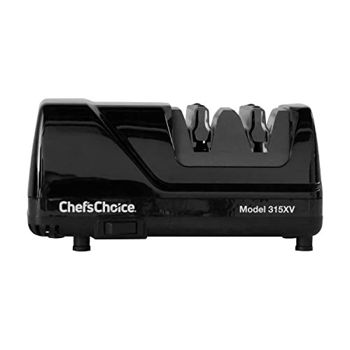 Chef'sChoice 315 Versatile Professional Diamond with XV Technology for Straight Edge or Serrated Knives 15 & 20 Degree, 2-stage, Black