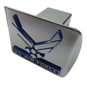 elektroplate air force metal emblem (wings with blue trim) on chrome metal hitch cover