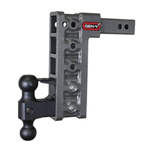 drop hitch by geny 525 16,000 lb 10" drop raise hitch 2" receiver hitch, dual-ball pintle combo hitch, black, 16 x 12 x 4 inches