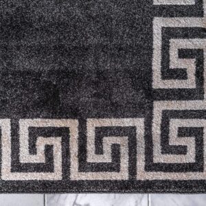 Unique Loom Athens Collection Classic Geometric Modern Border Design Area Rug, 5 ft x 8 ft, Charcoal/Beige