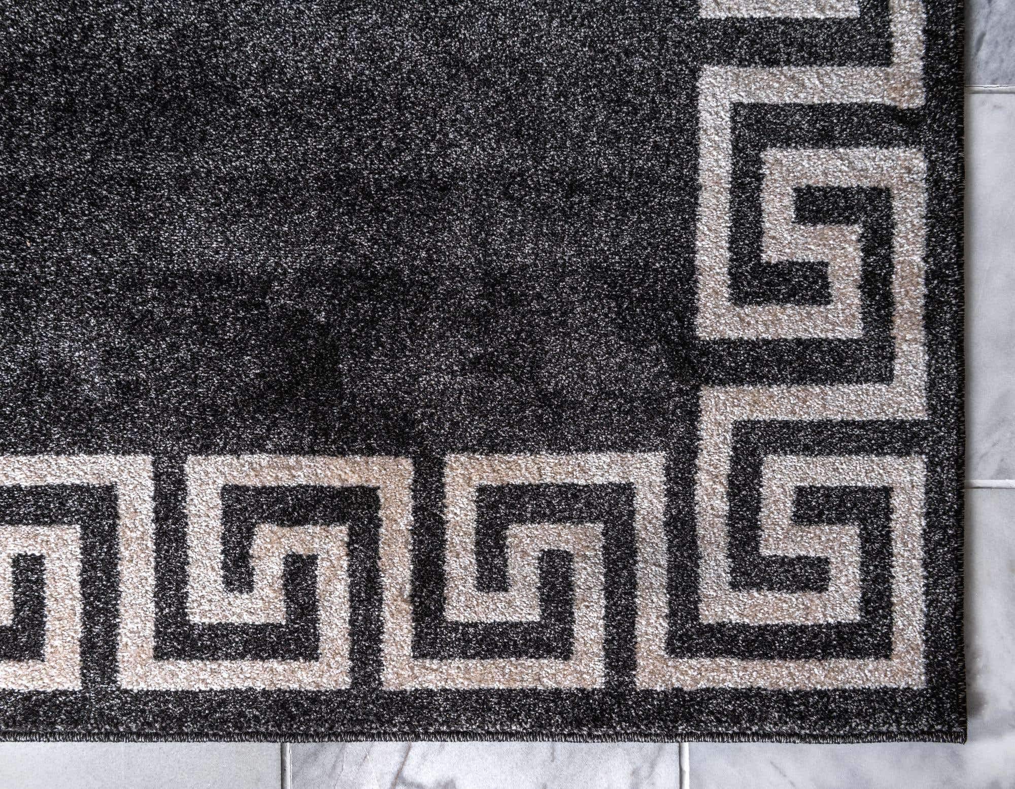 Unique Loom Athens Collection Classic Geometric Modern Border Design Area Rug, 5 ft x 8 ft, Charcoal/Beige