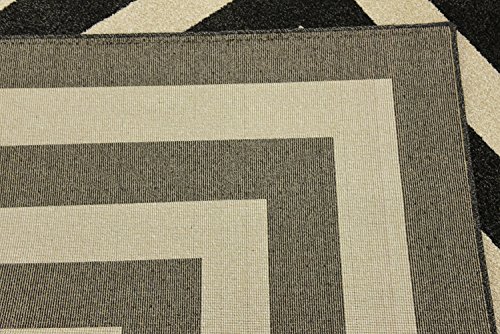 Unique Loom Athens Collection Classic Geometric Modern Border Design Area Rug, 9 ft x 12 ft, Black/Beige