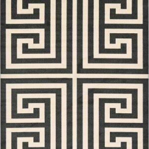 Unique Loom Athens Collection Classic Geometric Modern Border Design Area Rug, 9 ft x 12 ft, Black/Beige