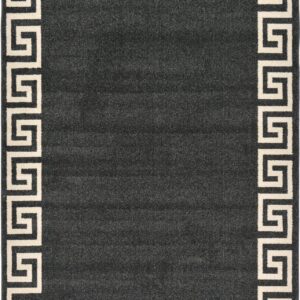 Unique Loom Athens Collection Classic Geometric Modern Border Design Area Rug, 5 ft x 8 ft, Charcoal/Beige