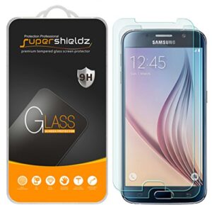 (2 pack) supershieldz designed for samsung galaxy s6 tempered glass screen protector, anti scratch, bubble free