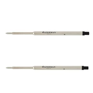waterman black medium point ballpoint pen refill (2-pack)