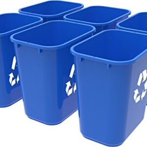 Storex Medium Recycling Basket, 15 x 10.5 x 15 Inches, Blue, Case of 6 (STX00714U06C)