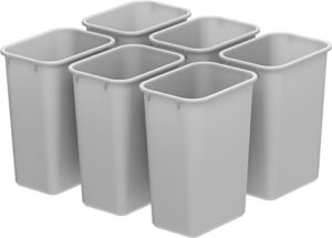 storex medium waste basket, 15 x 10.5 x 15 inches, gray, case of 6 (stx00711u06c)