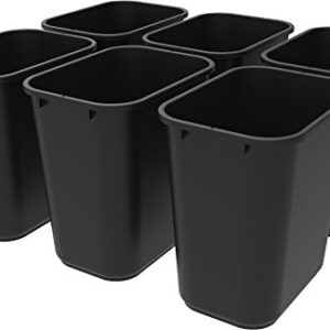 Storex Large Waste Basket, 15.5 x 11 x 20.75 Inches, Black, Case of 6 (STX00700U06C)