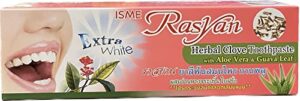 new extra white isme rasyan herbal clove toothpaste with aloe vera & guava leaf (100 g.)