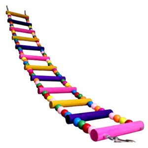 jj store wooden 80cm parrot ladder bridge pet bird toys with hooks