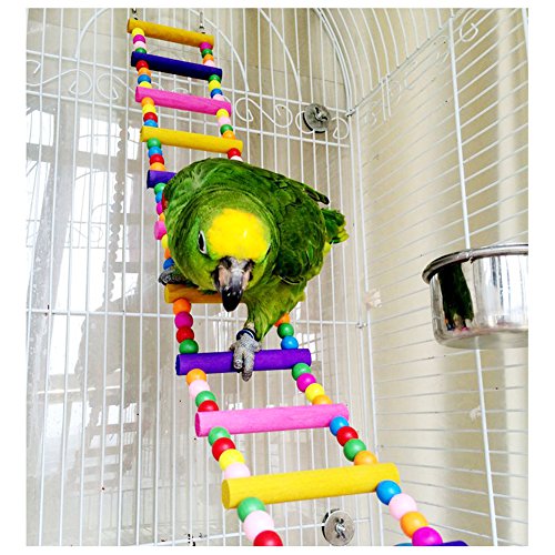 JJ Store Wooden 80cm Parrot Ladder Bridge Pet Bird Toys with Hooks