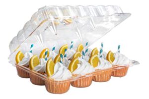 katgely cupcake containers 12 count (pack of 100), clear plastic cupcake boxes 12 count, deep dome, stackable, disposable & bpa-free