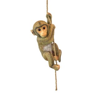 design toscano qm2673300 chico the chimpanzee baby monkey hanging animal statue, 16 inches high, handcast polyresin, full color finish