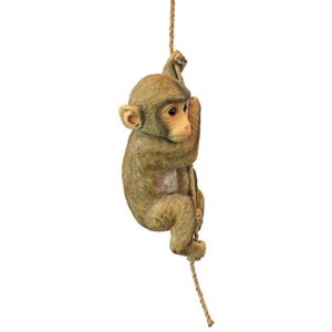 Design Toscano QM2673300 Chico The Chimpanzee Baby Monkey Hanging Animal Statue, 16 Inches High, Handcast Polyresin, Full Color Finish