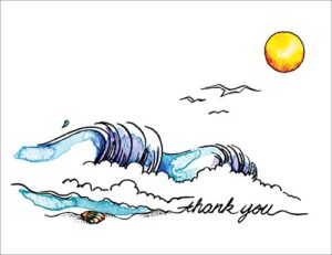 peaks publishing inc catching the wave premium thank you cards - note cards set of 12 cards and envelopes