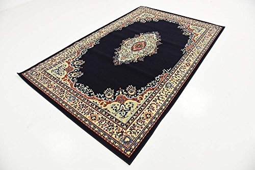 Unique Loom Reza Collection Traditional Persian Style Area Rug, 5 x 8 ft, Navy Blue/Ivory