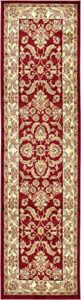 unique loom voyage collection traditional oriental classic intricate design area rug (2' 7 x 10' 0 runner, red/tan)