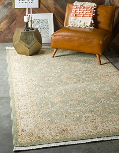 Unique Loom Edinburgh Collection Classic Oriental Traditional French Floral Country Inspired Design Area Rug, 5' 1" x 8' Rectangle, Light Green/Cream