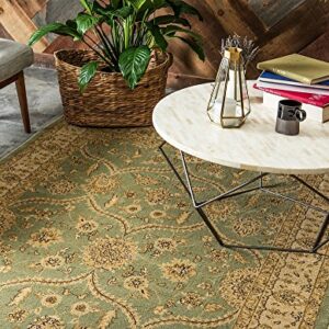 Unique Loom Edinburgh Collection Classic Oriental Traditional French Floral Country Inspired Design Area Rug, 5' 1" x 8' Rectangle, Light Green/Cream