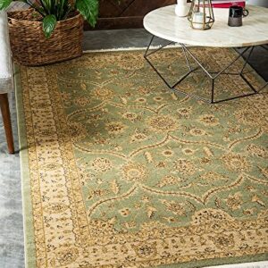 Unique Loom Edinburgh Collection Classic Oriental Traditional French Floral Country Inspired Design Area Rug, 5' 1" x 8' Rectangle, Light Green/Cream