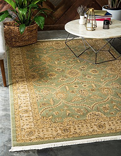 Unique Loom Edinburgh Collection Classic Oriental Traditional French Floral Country Inspired Design Area Rug, 5' 1" x 8' Rectangle, Light Green/Cream