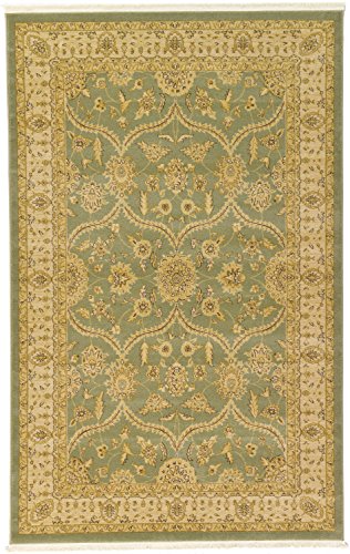 Unique Loom Edinburgh Collection Classic Oriental Traditional French Floral Country Inspired Design Area Rug, 5' 1" x 8' Rectangle, Light Green/Cream