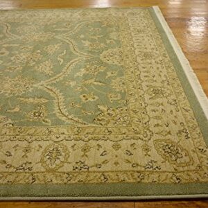 Unique Loom Edinburgh Collection Classic Oriental Traditional French Floral Country Inspired Design Area Rug, 5' 1" x 8' Rectangle, Light Green/Cream