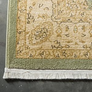 Unique Loom Edinburgh Collection Classic Oriental Traditional French Floral Country Inspired Design Area Rug, 5' 1" x 8' Rectangle, Light Green/Cream