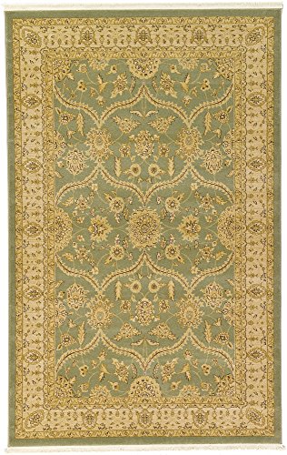 Unique Loom Edinburgh Collection Classic Oriental Traditional French Floral Country Inspired Design Area Rug, 5' 1" x 8' Rectangle, Light Green/Cream