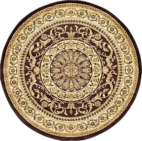 Unique Loom Versailles Collection Traditional Classic Medallion Floral Motif Area Rug (6' 0 x 6' 0 Round, Brown/ Ivory)