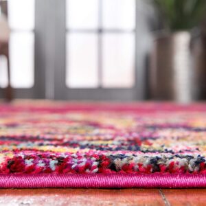 Unique Loom Medici Collection Vibrant Colors Abstract Botanical Red Round Rug (6' 0 x 6' 0)