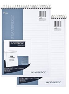 mead cambridge wirebound notebook/notepad/steno book, 8.5 x 11 inches,70 pages, 140 sides, 2-pack, stiff-back (73403)
