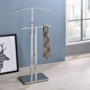 kings brand furniture - dossi chrome finish metal suit rack valet stand