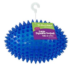 gnawsome™ 4.5” spiky squeaker football dog toy - large, cleans teeth and promotes good dental and gum health for your pet, colors will vary,all breed sizes