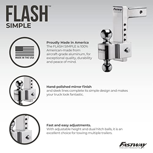 Fastway Flash 42-00-2900 E Series Adjustable Aluminum Ball Mount with 10 Inch Drop, 2 Inch Shank, and Chrome Plated Balls